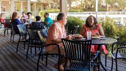 Diners at Marché Burette Patio