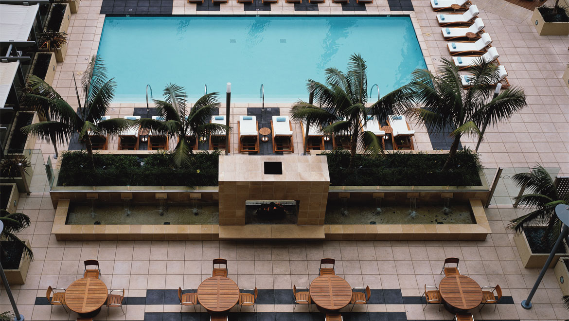 San Diego Hotel pool aerial view 